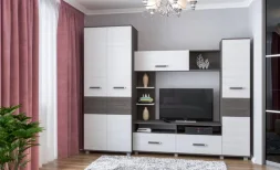 Шкаф двустворчатый с зеркалом В21 Виора, Ясень Анкор