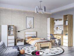 Письменный стол Хелен ПС 02, крафт золотой - белый шагрень