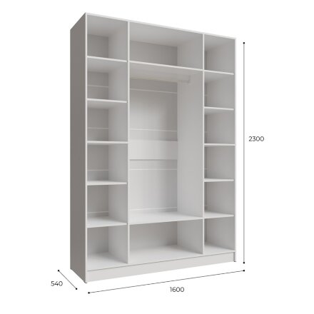 Шкаф четырехстворчатый с зеркалом Мадрид, Белый/Ателье светлое 